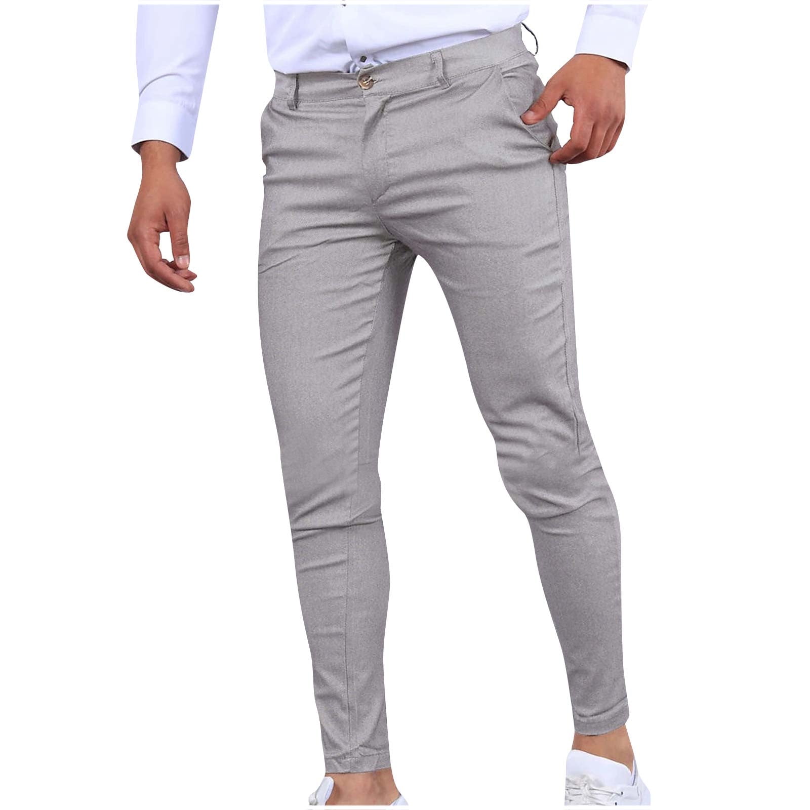 Mens Chinos Dress Pants Slim Fit Stretch Flat-Front Golf Pants Casual ...