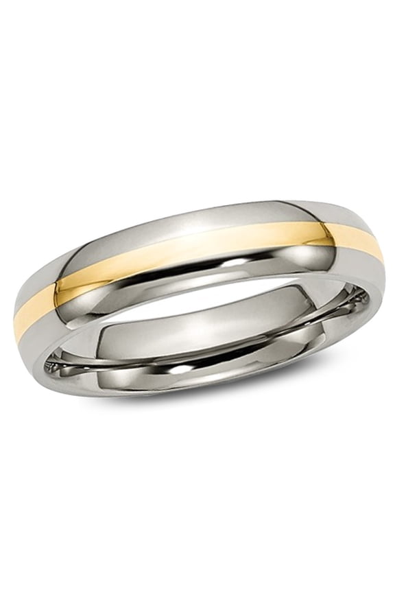 Mens Chisel 5mm Comfort Fit Titanium Wedding Band Ring with 14K Gold Inlay for Men
