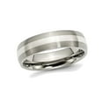 thumbnail image 1 of Mens Chisel 6mm Comfort Fit Satin Titanium Wedding Band Ring with Sterling Silver Inlay for Men, 1 of 7