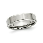 GEM AND HARMONY Mens Chisel 6mm Satin Stainless Steel Comfort Fit Wedding Band Ring with Ridge for Men