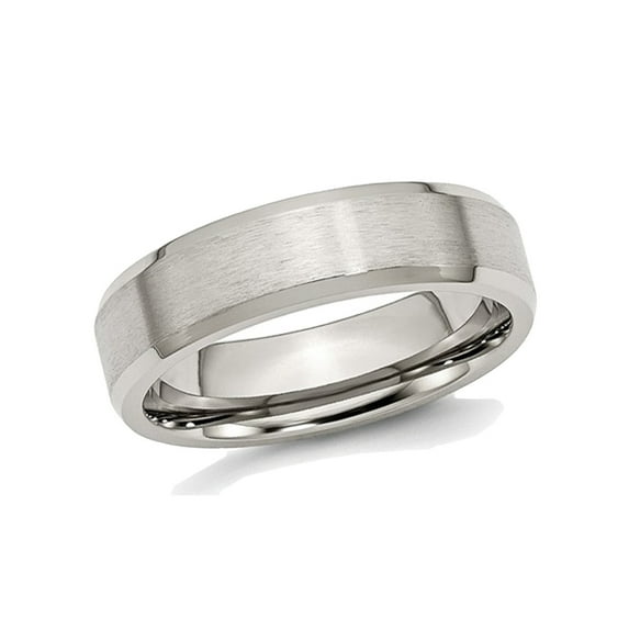 Mens Chisel 6mm Stainless Steel Beveled Comfort Fit Wedding Band Ring for Men