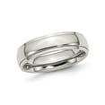 thumbnail image 1 of Gem & Harmony Mens Chisel 6mm Stainless Steel Ridged Wedding Band Ring for Men, 1 of 7