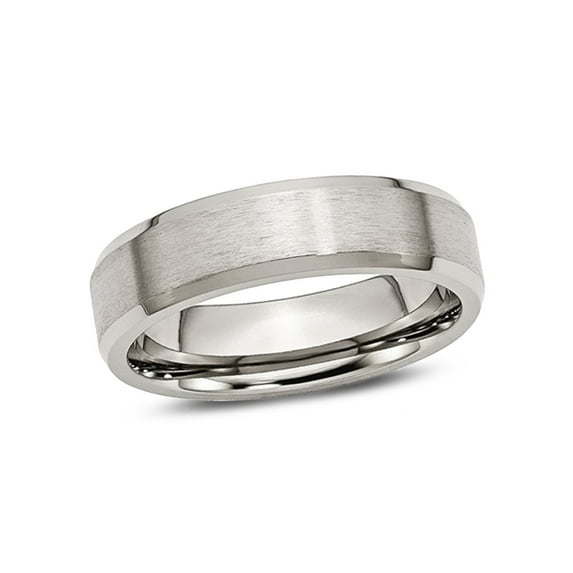 Gem & Harmony Mens Chisel 6mm Titanium Wedding Band Ring with Beveled Edge for Men
