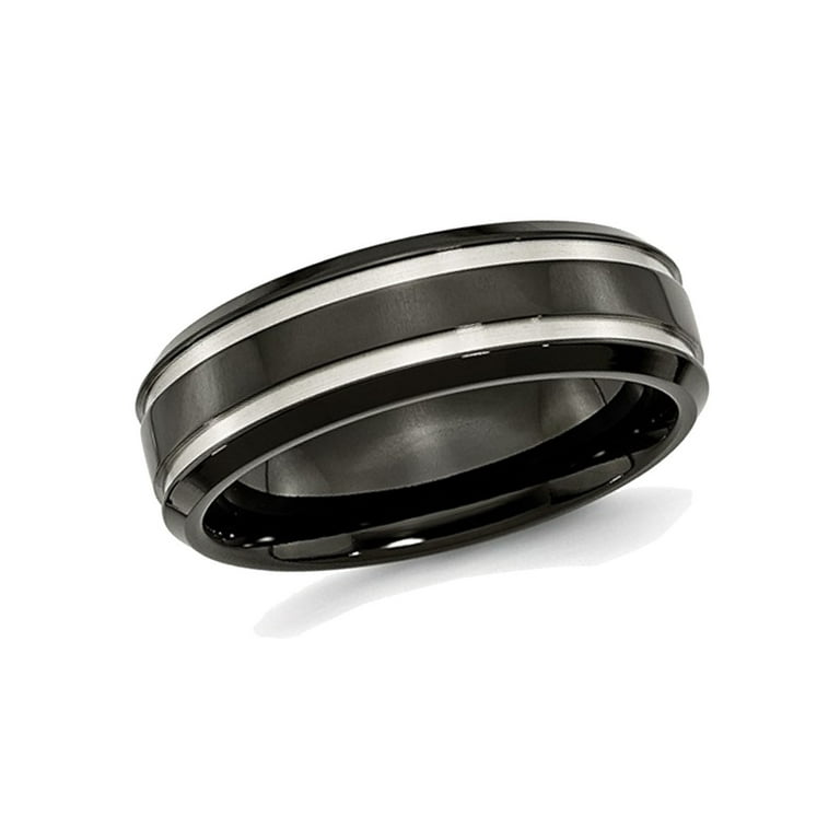 Black Titanium 7 mm Grooved Band Black Titanium 7 mm Grooved Band