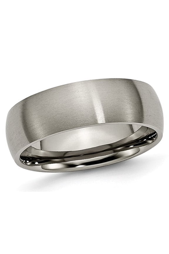 Gem & Harmony Mens Chisel 7mm Comfort Fit Brushed Titanium Wedding Band Ring for Men
