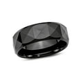 thumbnail image 1 of Gem & Harmony Mens Chisel 8mm Faceted Black Ceramic Wedding Band Ring for Men, 1 of 7