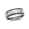 thumbnail image 1 of Mens Chisel 8mm Stainless Steel with Black Rubber Accent Satin Brushed Wedding Band Ring for Men, 1 of 6