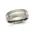 thumbnail image 1 of Gem & Harmony Mens Chisel 8mm Titanium Grooved Brushed Wedding Band Ring for Men, 1 of 6