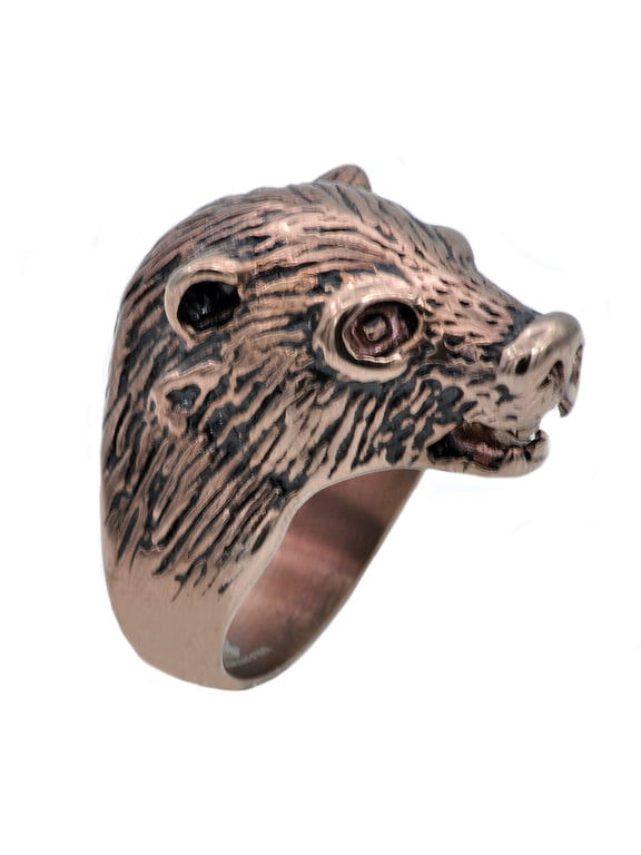 Mens Chocolate Plated Stainless Steel Bear Ring
