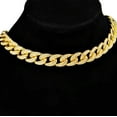thumbnail image 1 of Mens Choker 18k Gold Plated Cuban Link Hip Hop Chain 16" Inch x 13MM Full Stone Bling Necklace, 1 of 15