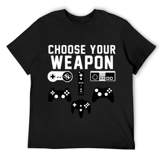 Mens Choose Your Weapon Console Gamer Funny Dt Adult T-Shirt Tee Black 2X-Large