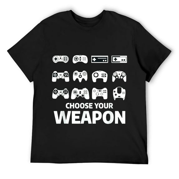 Mens Choose Your Weapon Funny Video Gaming Quote For Video Gamer T-Shirt Black