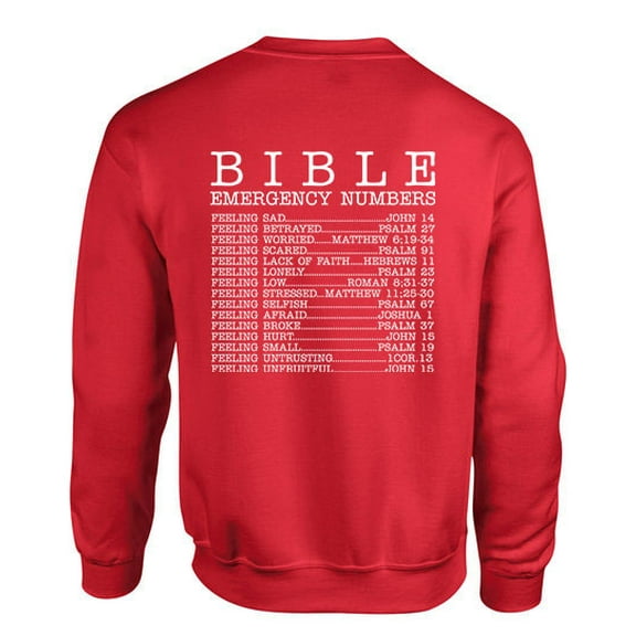 Mens Chrisitian Sweatshirt Bible Numbers Scripture Crewneck Sweatshirt-Red-small