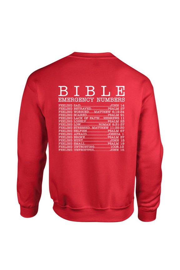 Mens Chrisitian Sweatshirt Bible Numbers Scripture Crewneck Sweatshirt-Red-xl