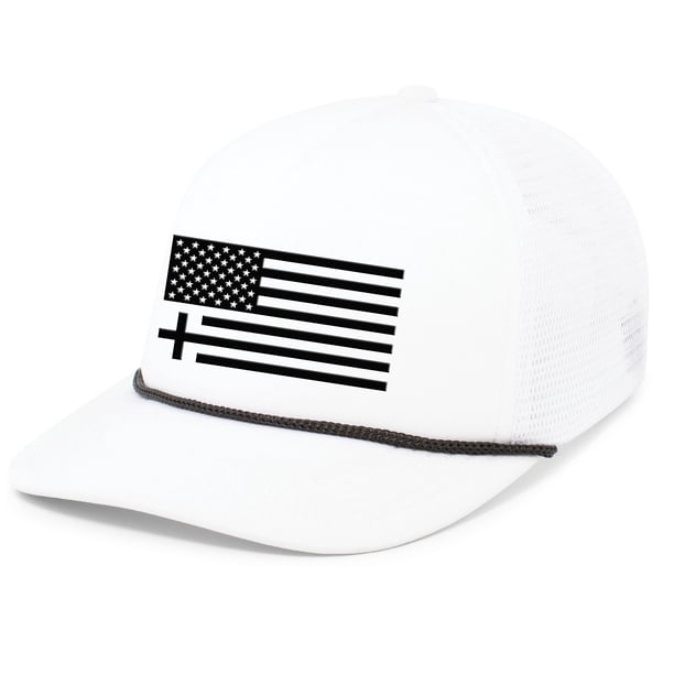Flag Rope Hat Mens Christian American Flag Rope Hat Embroidered Foam Front Mesh Back ...
