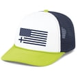 thumbnail image 1 of Mens Christian American Flag Rope Hat Embroidered Foam Front Mesh Back Trucker Hat, White/Navy/Chartreuse, 1 of 4