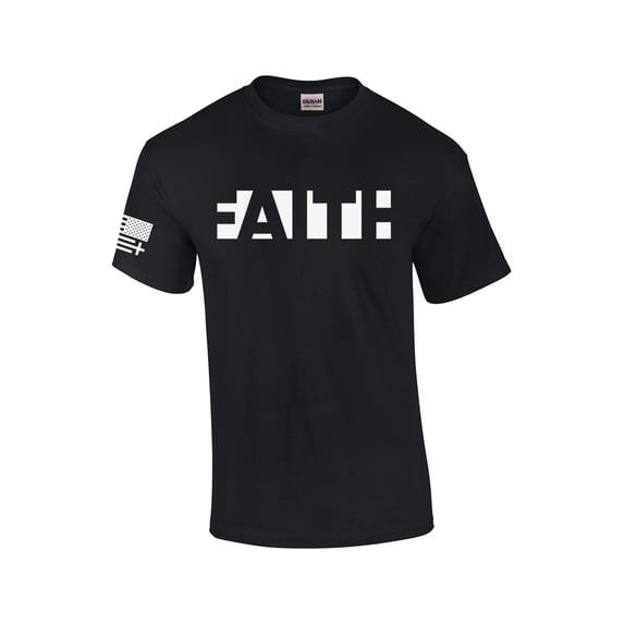Mens Christian Faith Jesus Christ American Flag Short Sleeve T-shirt Graphic Tee-Black-xxxl