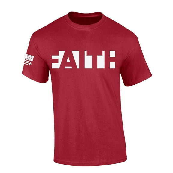 Mens Christian Faith Jesus Christ American Flag Short Sleeve T-shirt Graphic Tee-Cardinal-small