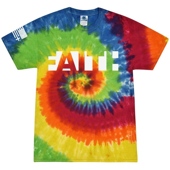 Mens Christian Faith Jesus Christ American Flag Short Sleeve T-shirt Graphic Tee-Moondance Tie Dye-medium