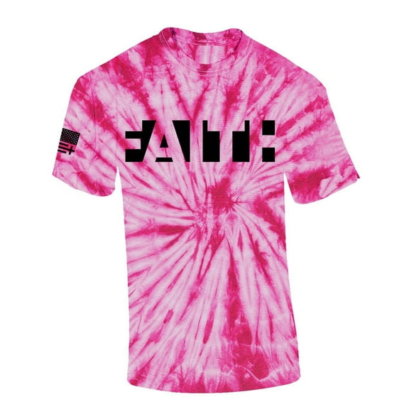 Mens Christian Faith Jesus Christ American Flag Short Sleeve T-shirt Graphic Tee-Pink Tie Dye-medium