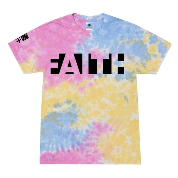 Mens Christian Faith Jesus Christ American Flag Short Sleeve T-shirt Graphic Tee-Sherbet Tie Dye-medium
