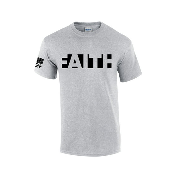Mens Christian Faith Jesus Christ American Flag Short Sleeve T-shirt Graphic Tee-Sports Grey-large