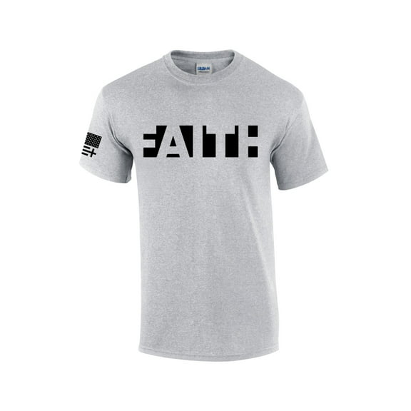 Mens Christian Faith Jesus Christ American Flag Short Sleeve T-shirt Graphic Tee-Sports Grey-xxxl