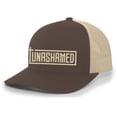 thumbnail image 1 of Mens Christian Hat Embroidered Unashamed Cross Scripture Mesh Back Trucker Hat, Brown/Khaki, 1 of 4