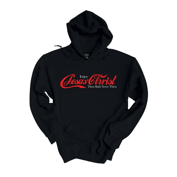 Mens Christian Hoodie Enjoy Jesus Christ Soda Logo Parody Hooded Sweatshirt-Black-4xl