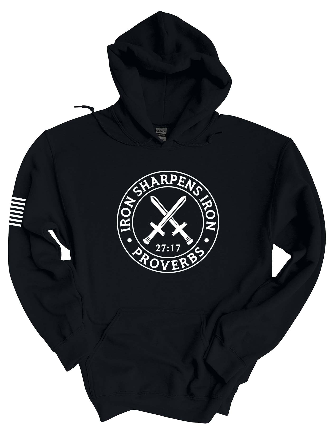 Mens Christian Hoodie Iron Sharpens Iron Proverbs 27:17 Hooded Sweatshirt Hoodie-Black-xxl