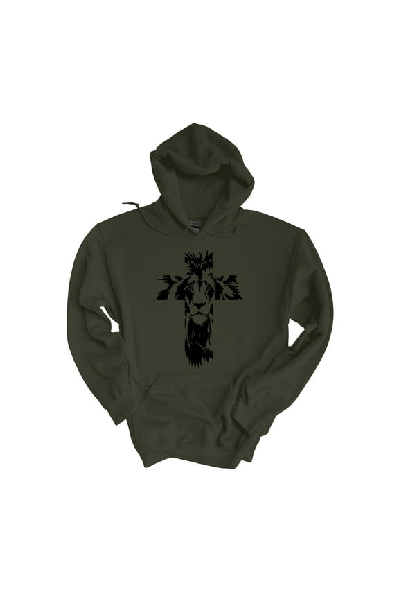 Mens Christian Hoodie Lion of judah Jesus Faith Hooded Sweatshirt-Military Green-xl
