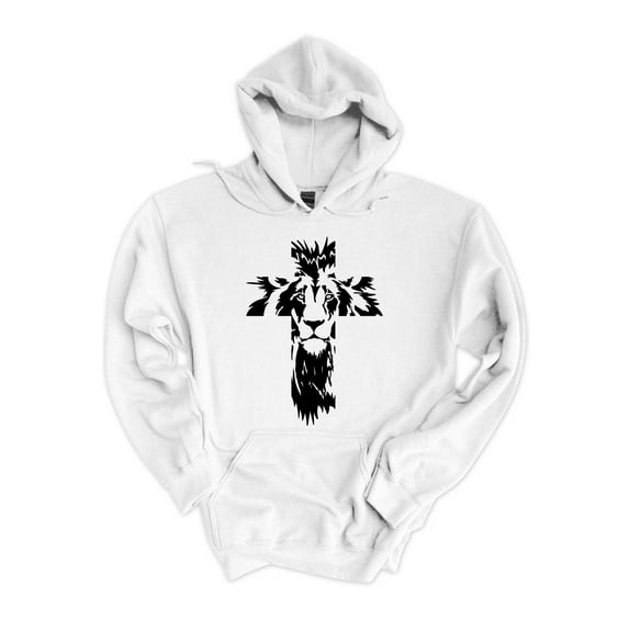 Mens Christian Hoodie Lion of judah Jesus Faith Hooded Sweatshirt-White-xxl