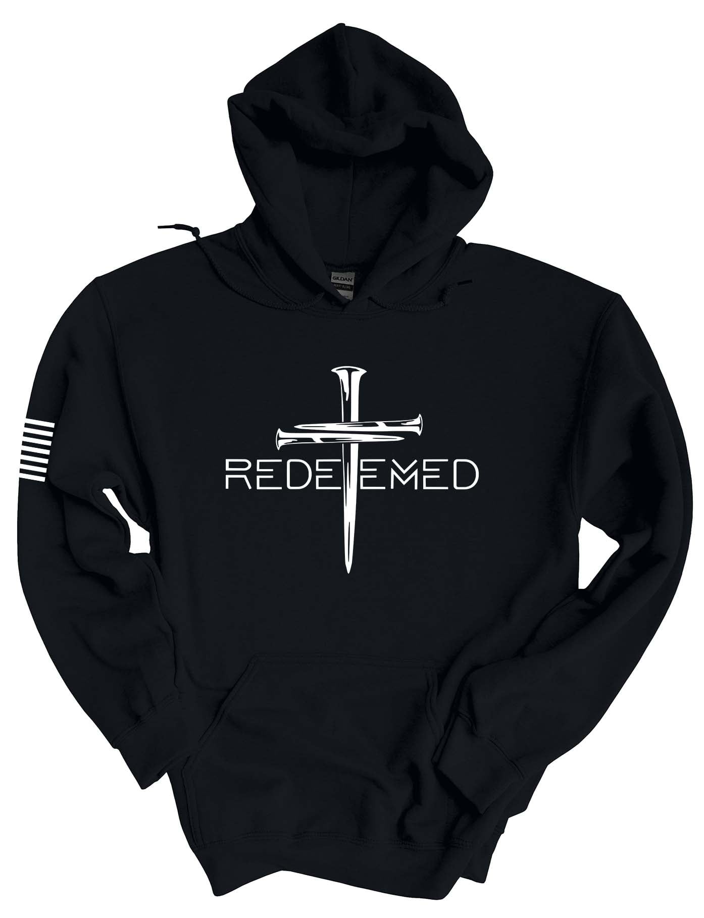 Mens Christian Hoodie Redeemed Nail Cross Hooded Sweatshirt Hoodie