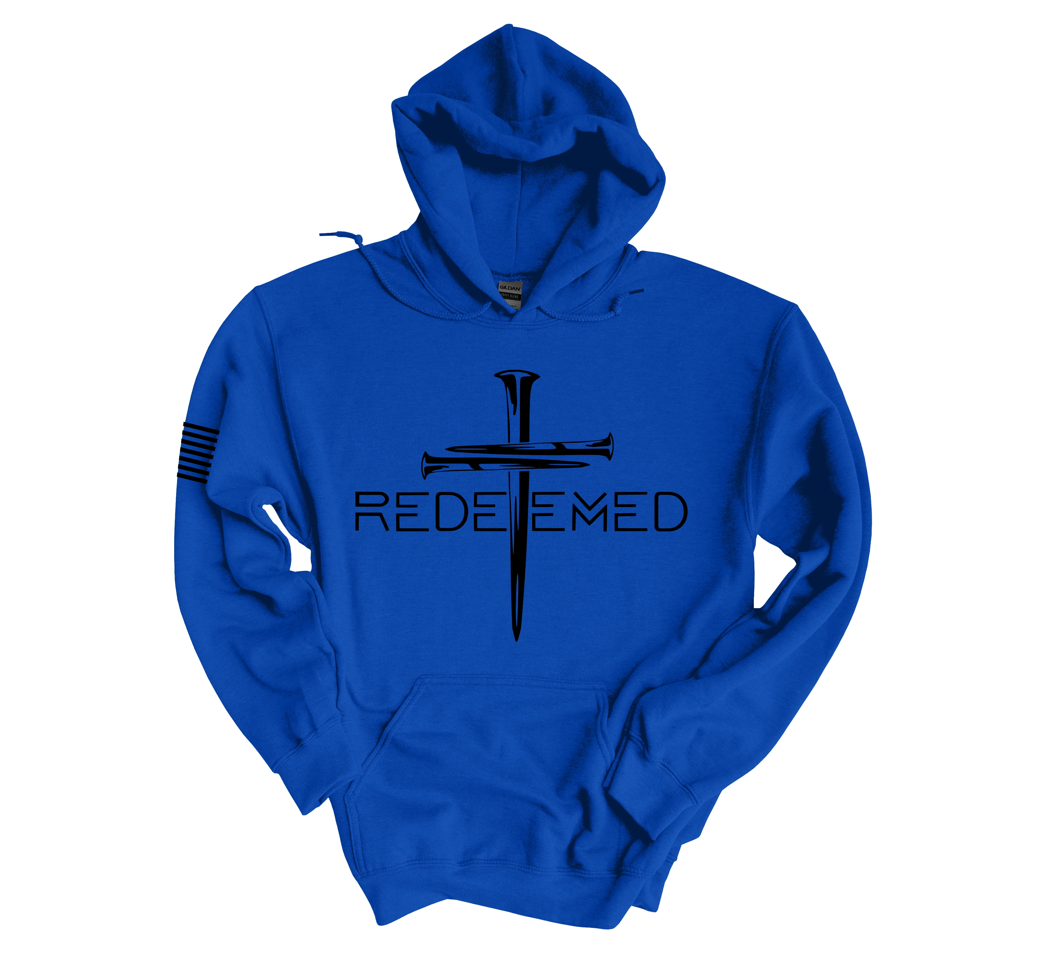 Mens Christian Hoodie Redeemed Nail Cross Hooded Sweatshirt Hoodie-Royal Blue-xxxl