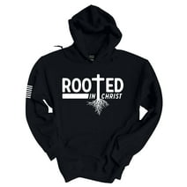 Mens Christian Hoodie Rooted In Christ Cross Hooded Sweatshirt Hoodie-Black-small