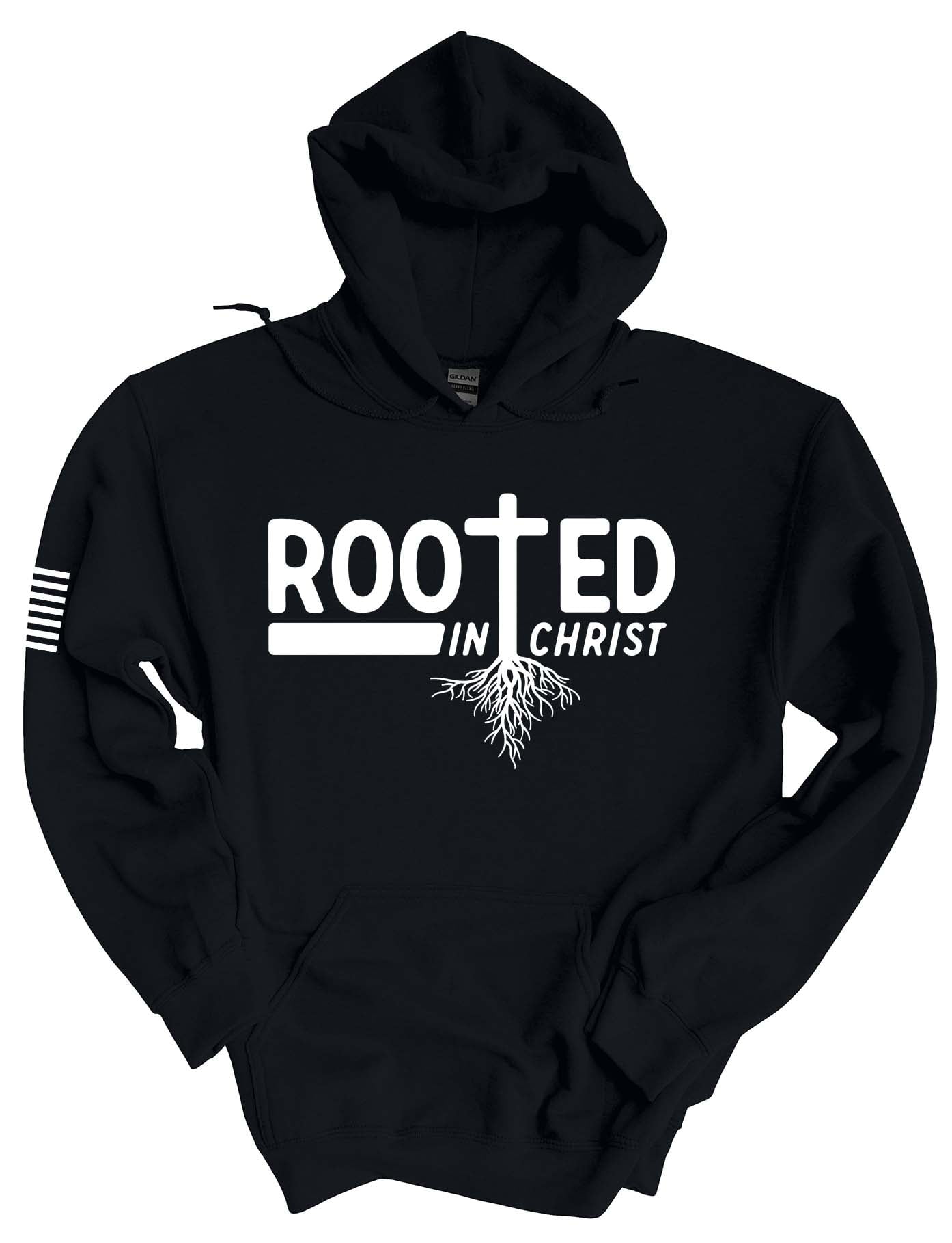 Mens Christian Hoodie Rooted In Christ Cross Hooded Sweatshirt Hoodie-Black-xxl