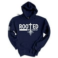 thumbnail image 1 of Mens Christian Hoodie Rooted In Christ Cross Hooded Sweatshirt Hoodie-Navy Blue-5xl, 1 of 4