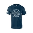 thumbnail image 1 of Mens Christian Iron Sharpens Iron Stronger Together Proverbs 27:17 Short Sleeve T-shirt Graphic Tee-Heather Navy-medium, 1 of 4