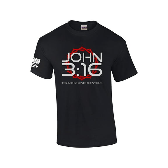 Mens Christian John 3:16 For God So Loved The World Scripture Short Sleeve T-shirt Graphic Tee-Black-xl