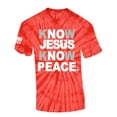 thumbnail image 1 of Mens Christian Know Jesus Know Peace Short Sleeve T-shirt Graphic Tee-Red Tie Dye-xl, 1 of 1