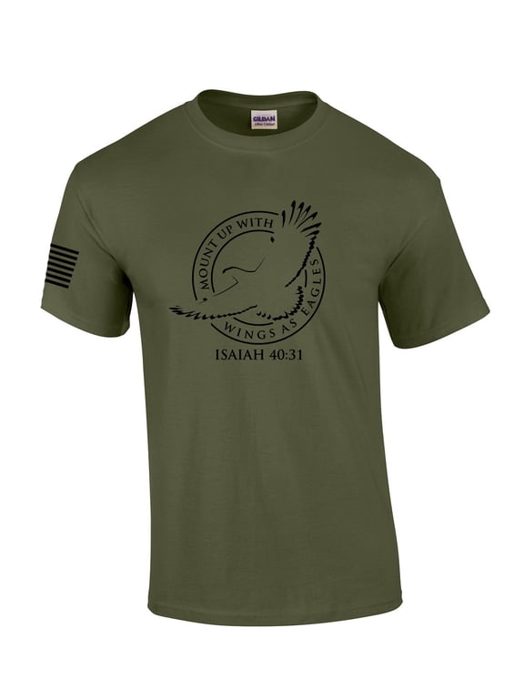 Mens Christian Mount Up Like Eagles Isaiah 40:31 Short Sleeve T-shirt Graphic Tee-Military-4xl