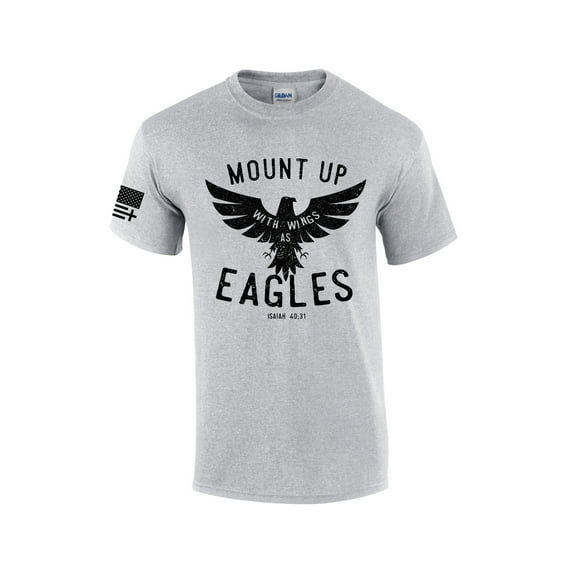 Mens Christian Mount Up Like Eagles Isaiah 40:31 Short Sleeve T-shirt Graphic Tee-Sports Grey-6xl