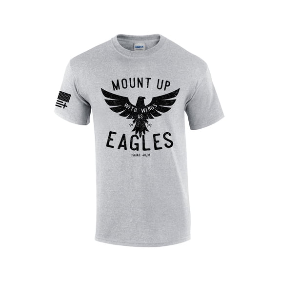 Mens Christian Mount Up Like Eagles Isaiah 40:31 Short Sleeve T-shirt Graphic Tee-Sports Grey-6xl