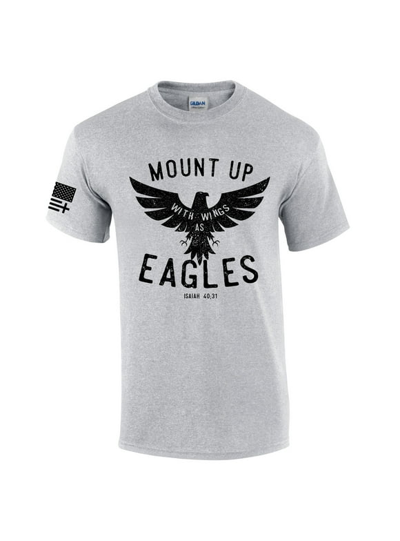 Mens Christian Mount Up Like Eagles Isaiah 40:31 Short Sleeve T-shirt Graphic Tee-Sports Grey-6xl