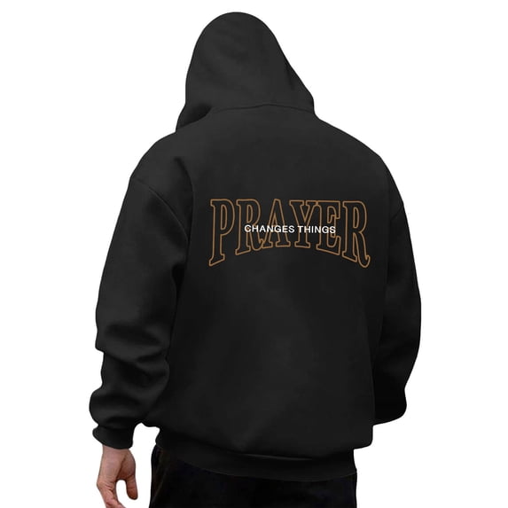Mens Christian Religious Theme Long Sleeve Hooded Sweatshirt Jesus Graphic Pullover