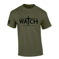 thumbnail image 1 of Mens Christian Shirt Always Keeping Watch Matthew 24:42 Scripture American Flag Sleeve T-shirt Graphic Tee-Military Green-large, 1 of 4