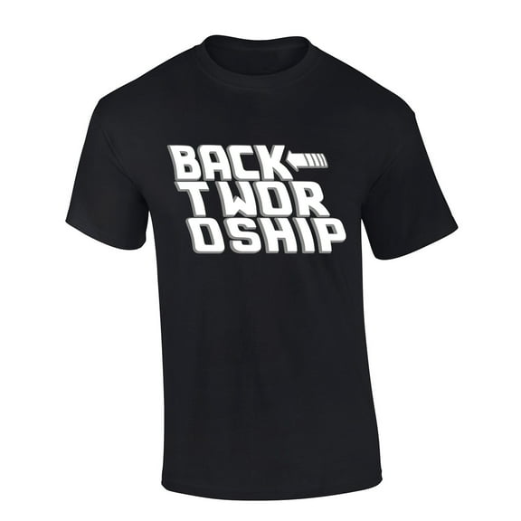 Mens Christian Shirt Back To Worship Christian Flag Sleeve Short Sleeve T-shirt Graphic Tee-Black-small