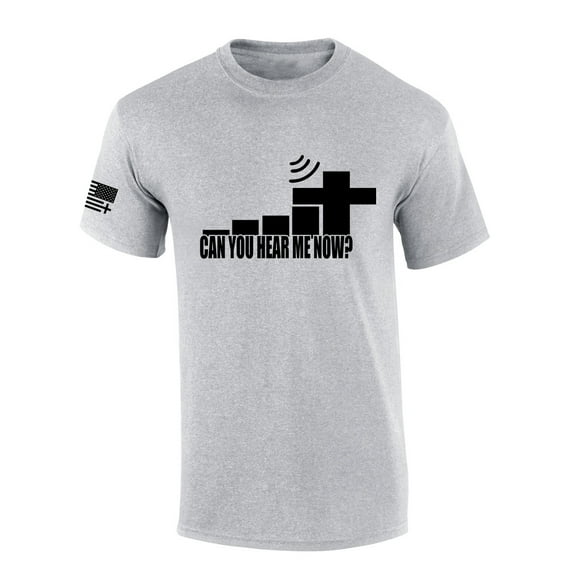 Mens Christian Shirt Can You Hear Me Now Good Service Christian Flag Sleeve Short Sleeve T-shirt Graphic Tee-Sports Grey-6xl