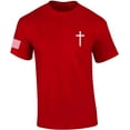 thumbnail image 1 of Mens Christian Shirt Faith Cross Crest American Flag Sleeve T-shirt Graphic Tee-Red-4xl, 1 of 1
