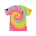 thumbnail image 1 of Mens Christian Shirt Faith Cross Crest American Flag Sleeve T-shirt Graphic Tee-Silver Rainbow Tie Dye-xl, 1 of 1